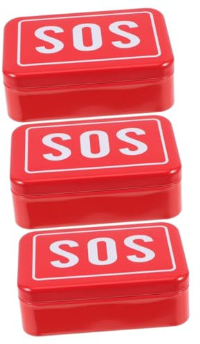 MAGICLULU 3 Teiliges Weißblech Box Set Für Den Haushalt Medizin Organizer Aufbewahrung Weißblech Medizin Koffer Medizinschrank Tragbarer Medizin Halter Rot