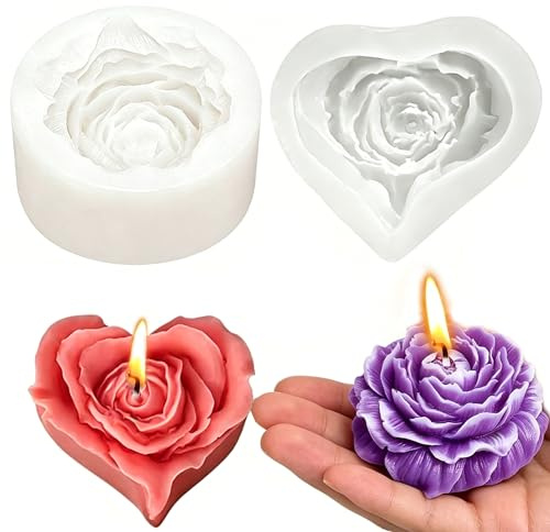 Trifoglio Stampi per Candele,Stampi Candele Silicone Pasqua Stampi in Silicone per Gesso Kit Candele DIY Stampo per Candele 3D Stampi da Versare Sapone Ornamenti Pasqua,per la Regalo (Fiori)