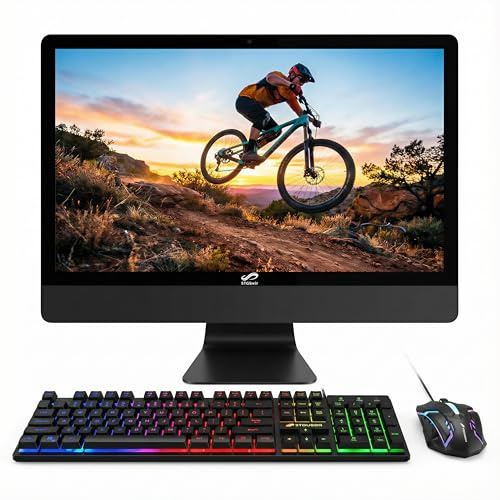 STGSivir All in One Computer PC,22 FHD Display,Core i5,16G RAM,512G SSD | All in One Desktop Computer,WiFi 5,BT,RGB Keyboard,Mouse,Webcam,HDMI,Win11 Home,Black AIO for Home,Office