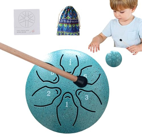 Ståltungtrumma | 6-anteckning 3- A-nyckel eterisk trumma - slagverksinstrument för handpan med klubba musikbok för underhållning, konsert