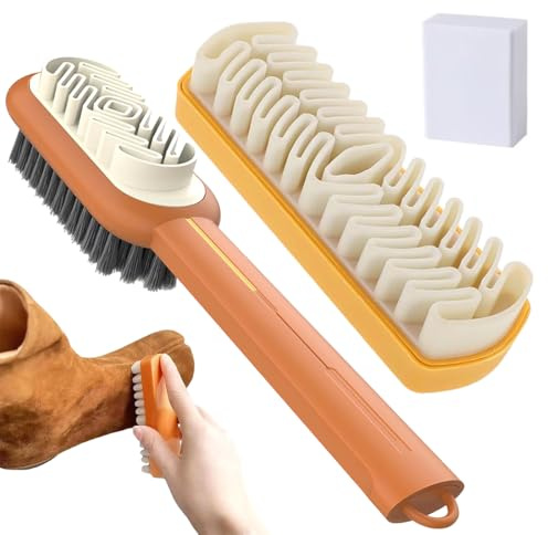 KIRZAX Set de 3 Brosse à Daim, Gomme à Daim + Brosse Double Face, pour Daim, Nubuk & Velours, Chaussures & Baskets