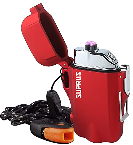 SUPRUS 3 modos de linterna a prueba de viento impermeable encendedor de arco doble encendedor de plasma recargable doble arco