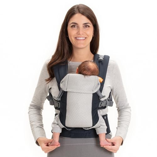Beco Gemini Baby Carriers from Newborn to Toddler - Certified Ergonomic Newborn Baby Carrier for Infants and Children of 7-35 lbs - M Shape, Adjustable Seat, Breathable 3D Mesh (Cool Navy)