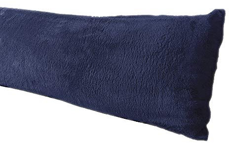 Extra Soft Body Pillow Cover, Sherpa/Microplush Material, 20x54 Inches, Zipper Closure (Navy)