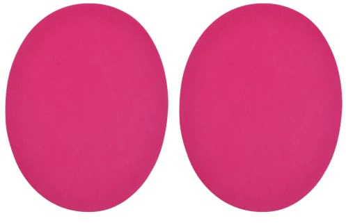 celloexpress Cerise Faux Suede Elbow Patches Iron-On (1 Pair) | 140mm x 110mm Oval Patch for Knees Repair Jacket Jumper DIY Clothing