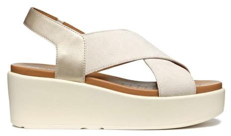 Geox Sandalo da donna D Xand 2.2s B Wedge, Lt Sand Lt Gold, 38 EU