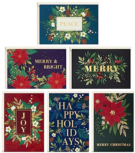 Hallmark Bulk Boxed Christmas Card Assortment, Elegant Jewel-Tone Floral Assortment (72 Cards and Envelopes)