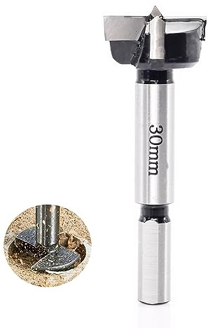 Sinoprotools HW Forstnerbohrer Ø30mm,10mm Schaft Forstner-Bits mit Rundschaft -Bohraufsätze Länge 90 mm,Zubehör Bohrmaschine für Holz Kunststoff