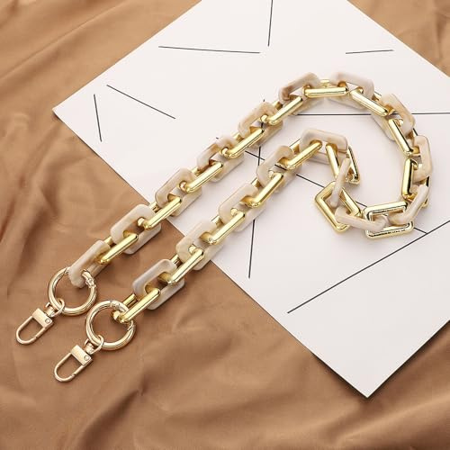 Catena per borse in acrilico, per catena, da donna, con fibbie in metallo, larghezza 60 cm, colore beige