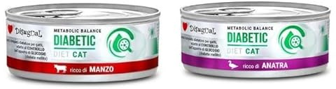 Disugual Dieta Gato Diabético | Necesidades Nutricionales Especiales | Varios Sabores y Mezclas | (12x85Gr, 6X Ternera 6X Pato)