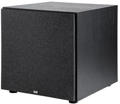 ELAC Debut 3.0 10” 100W RMS Powered Subwoofer, Black - Polypropylene Cone with Textured Surface - Sealed Cabinet Design