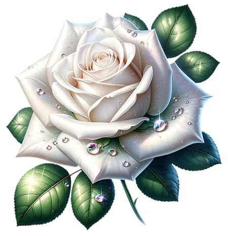 x4 Single White Rose Vinyl Stickers Cover Marks, Waterproof Flower Art Decals 1@20cm Tall Ideal for Wall, Toilet, Laptop or car Bumper. 3@7cm Tall Ideal Phone, Cup & Tile Floral Decal (zf4- White 1)