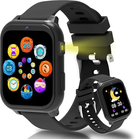 Kids Smart Watch with Sports, 1.8'' HD Smart Watch Boys and Girls with Pedometer, Sleep Monitor, 18 Games, Alarm, Torch, Camera, DIY Wallpaper, IP68 Activity Tracker Kids Fitness Watch Gift for Teens