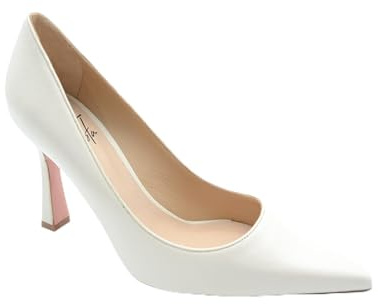 Roberto Festa Scarpa Décolleté da Donna con Tacco 10 cm a Blocco, Bianco, Punta a Punta, Elegante Made in Italy Numero 37.5