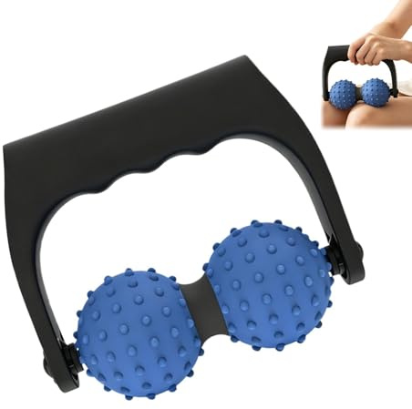 Doppia palla massaggiante a forma di arachidi, massaggiatore manuale per lo sblocco delle fasce, manico in ABS, pulsante a doppia testa in acciaio 304, strumento di rilassamento muscolare, 10,3 x