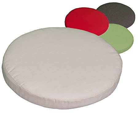 Beo Sitzkissen Stuhl | Made in EU | Stuhlkissen waschbar mit abnehmbarem Bezug | Perfekt für Indoor & Outdoor | Sitzkissen rund Ø 40cm | Atmungsaktives Sitzpolster Stuhl in Hell-Beige