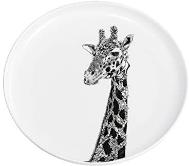 Maxwell & Williams DX0530 Assiette Motif girafe africaine – Noir et blanc – 20 cm de diamètre – Céramique – Livré dans une boîte cadeau