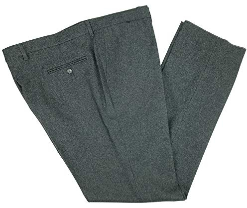 Alfio Collection Pantalone Uomo Classico in Pura Lana Senza Pens Elegante Flanella Vita Alta 48 50 52 54 56 58 60 (IT, Numero, 54, Regular, Regular, Grigio Medio)