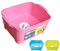 Pink Large Rectangular Washing Up Bowl with Drainer Plug - 12 Litre Capacity, Set Includes Bowl and Drainer, Perfect for Camping