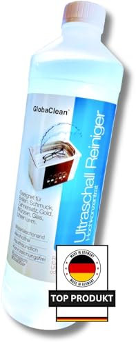 GlobaClean Ultraschallreiniger Konzentrat 1L - Reinigt Brillen, Schmuck, Zahnersatz, Uhren - Mit jedem Ultraschall Reinigungsgerät nutzbar - Ultrasonic Cleaner