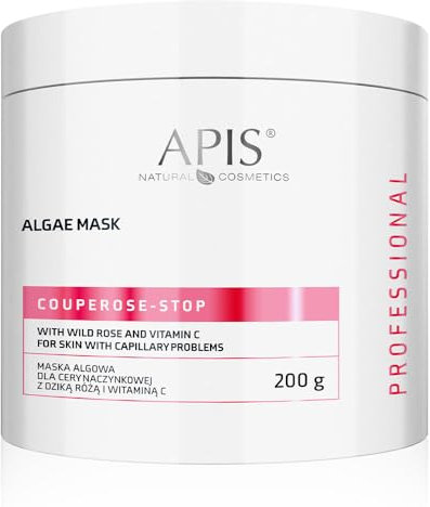Apis COUPEROSE-STOP Algenmaske - 200 g - mit Vitamin C, Wildrose und Arnika für empfindliche, zu Couperose neigende Haut, stärkt die Gefäße, beruhigt Rötungen, spendet Feuchtigkeit, glättet