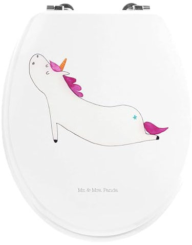 Mr. & Mrs. Panda Motiv WC Sitz Einhorn Yoga - Geschenk, Einhörner, Toilettendeckel, witzig, Klobrille, Yogamatte, Toilette, Klodeckel, Namaste,