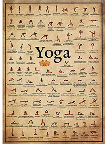 INOOMP Yoga-Poster Yoga-Karten Hantel-Workout-Poster Wandzubehör Poster Für Yoga-übungen Yoga-Plakat-wanddekoration Vintage Yoga-Pose-Bild Yoga-Posen Yoga-Tuch Jahrgang Segeltuch Kind
