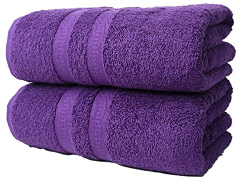 FB 2 x extra stora superjumbo badlakan (100 x 200 cm – 600 GSM) lyxig 100 % egyptisk kammad bomullshandduk supermjuk premium hotellkvalitet snabbtorkande badrumshanddukar set (lila)