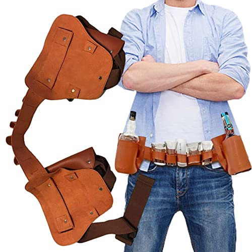 Bexdug Beer Bottle Holder Belt,BAdjustable ELT Buckle Beer Holder | Beer Holster, Beer Soda Belt Holster Beer Belt, Bottle Holders Drink Can Holder Waist Pack Bag for Men