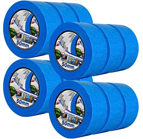 Magnet-Kauf Lot de 12 rouleaux de ruban adhésif KrokTape - 50 mm - Bleu doré - Pour peinture automobile - 50 m