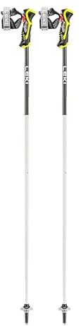 LEKI Airfoil 3D/14 mm – vit/gul – unisex skidstavar med avtryckare 3D, längd i cm: 130