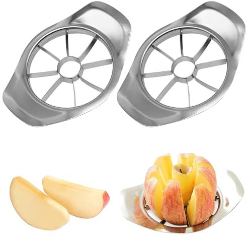 Newpop 2 pezzi taglia mela a spicchi, tagliamela spicchi acciaio inox, tagliamela 8 Lame, Durevole affetta per Mele e Pere, levatorsoli per mele per casa e cucin, Lavabile in Lavastoviglie