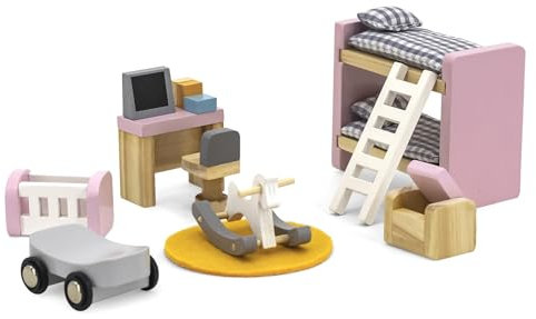 Puppenhaus Möbel aus Holz Puppenstube für Biegepüppchen Puppenmöbel Set Kinderzimmer