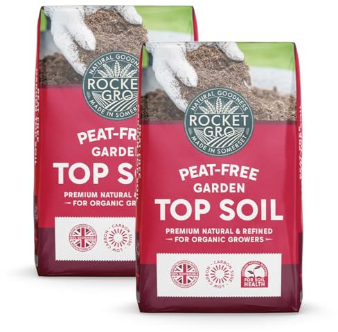 RocketGro Top Soil Peat-Free – 2 x 20L – Super Refined, Chemical-Free & Nutrient-Rich – Ideal for Lawns, Seed Sowing, Beds, Borders, Vegetables & Tree Planting – Screened to 4mm for Premium Texture