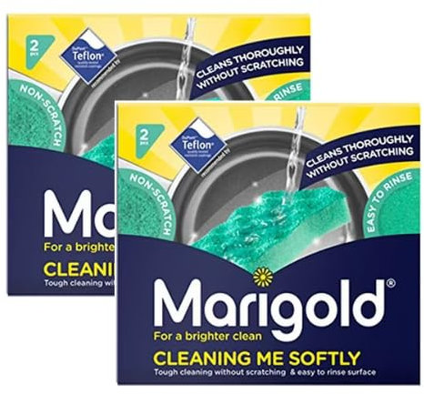 Cleaning Me Softly Non-Scratch Scourer - 2 Packs of 2 Scourers | Gentle Cleaning Pads for Kitchen & Home | Long Lasting & Eco-Friendly | 12.6 x 2.5 x 11.5 cm