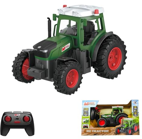 Mondo Motors Trattore radiocomandato, modello in scala 1:24, pacco batterie ricaricabili incluso, giocattolo per bambini 63863