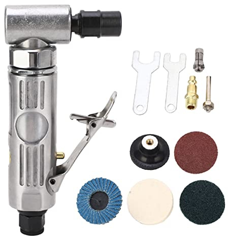 Fockety Air Die Grinder, 20000RPM Pneumatic Right Angle Die Grinder with 1/4 & 1/8 Collets, 90 Degree Air Angle Dies Grinders for Grinding, Cutting, Polishing, Welding, Deburring