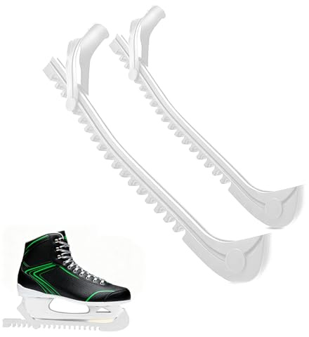 Infreecs 1 paire de protège-patins à glace blancs réglables pour hockey sur glace et patinage artistique, accessoires robustes pour enfants et adultes