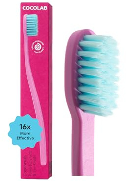 Cocobrush Ultra Soft Toothbrush by Cocolab, Compact Head Bristles for Teeth Cleaning, Sensitive Gums Oral Care, Manual Toothbrush for Adults and Kids, Cherry Blossom