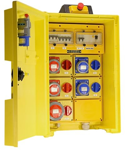 ELETTROWATT - Quadro Elettrico da Cantiere 63A 35kW IP65 – Prese Industriali CEE Antipolvere e Impermeabile 230V 3P+N+T Alta Resistenza, Sicurezza Garantita per Cantieri, Officine, Ambienti di Lavoro.