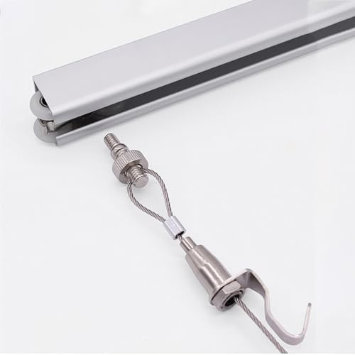 Cimaise pour Tableau Système de Suspension de Tableaux au Plafond, Cintres pour Cadres Photo avec Câble de 1 m, Ensemble de Cordons de Suspension pour Œuvres D'art(White,32/80cm Track)