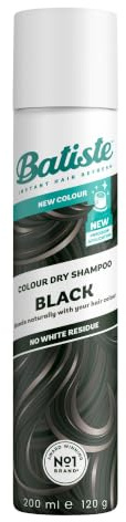 Batiste Black Dry Shampoo, Colour Blends Seamlessly, 200ml | Instantly refreshes hair, adds volume and texture, tinted colour formula, No white residue, colour blends seamlessly