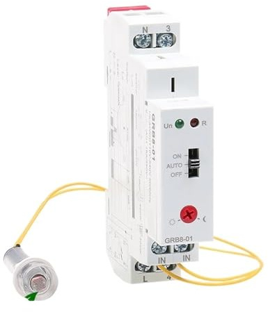 cHUBlihi GRB8-01/02 Din Rail Twilight Switch Timer Light Sensor Relay AC110V-240V Auto ON Off(GRB8-01 AC110-240V)