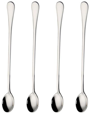 VINTORKY Set 4 Pezzi Cucchiai da Bar in Acciaio Inox 24 Cm, Mestoli per Mescolare e Paletta per Ghiaccio, Utensili Creativi per Uso Domestico e Preparazione Bevande