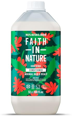 Faith in Nature Natürlicher Aloe Vera Conditioner, Regenerierend, Vegan & Ohne Tierversuche, Frei von Parabenen und SLS, für Normales bis Trockenes Haar, 5 L Nachfüllpackung