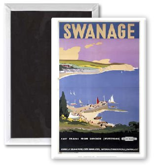 Swanage - 3x2 inch Fridge Magnet - large magnetic button