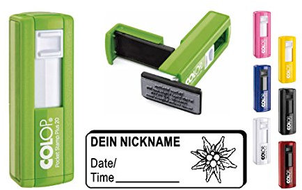 Geocachingstempel Pocketstempel « EDELWEISS » Abdruckgröße ca. 37 x 14 mm - mit persönlichem Cachernamen/Nicknamen Geocaching Stempel Edelweiß