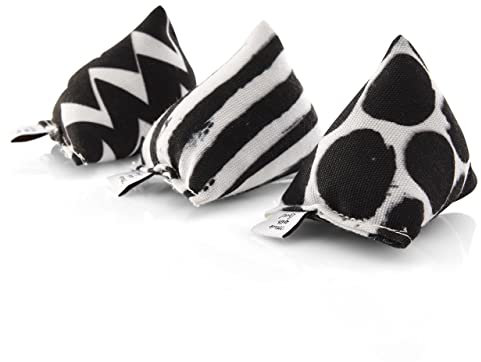 CanadianCat Company | 3er Set Mini Pyramiden Black-White | Schmusekissen mit Baldrian für Katzen