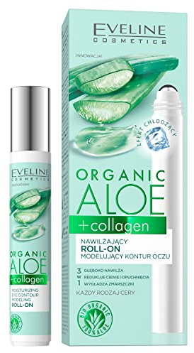 Eveline Cosmetics Organic Aloe+Collagen Augencreme - Feuchtigkeitsspendende & Anti-Aging Formel mit Aloe Vera, Kollagen & Koffein, 48-Stunden-Feuchtigkeit, Vegane & Natürliche Inhaltsstoffe, 30ml