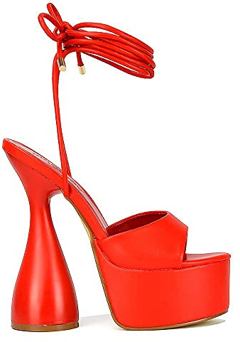 Womens High Heel Platform Peep Toe Sandals Ladies Lace Up Ankle Straps Party Evening Shoes Size 3-8